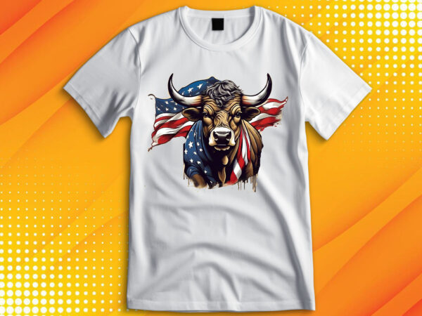 American patriot bull cow t-shirt