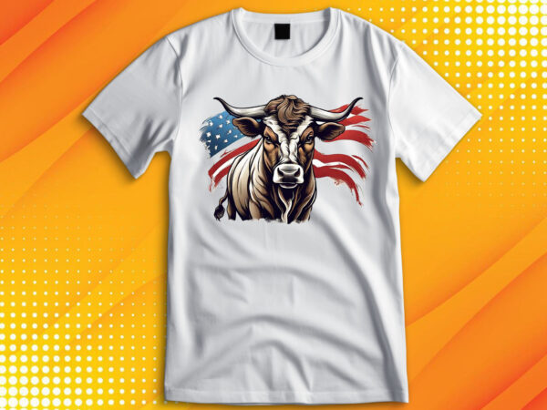 American patriot bull cow t-shirt