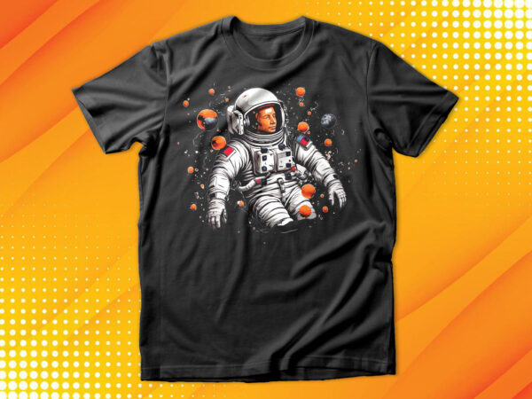 Astronaut swimming in galaxy t-shirt