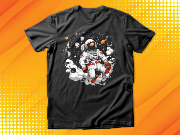 Astronaut swimming in galaxy t-shirt