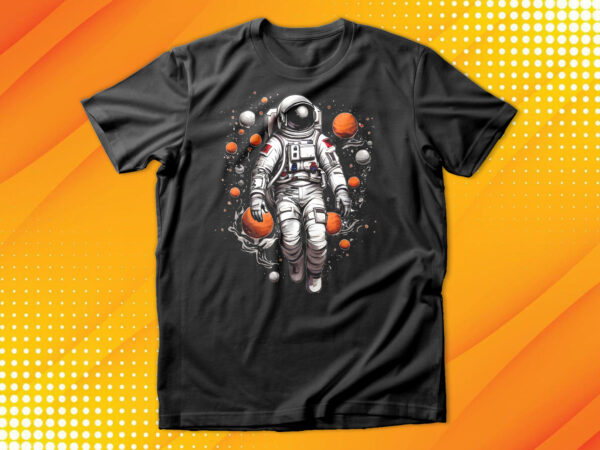 Astronaut swimming in galaxy t-shirt