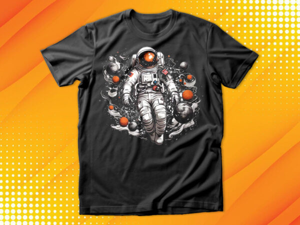 Astronaut swimming in galaxy t-shirt