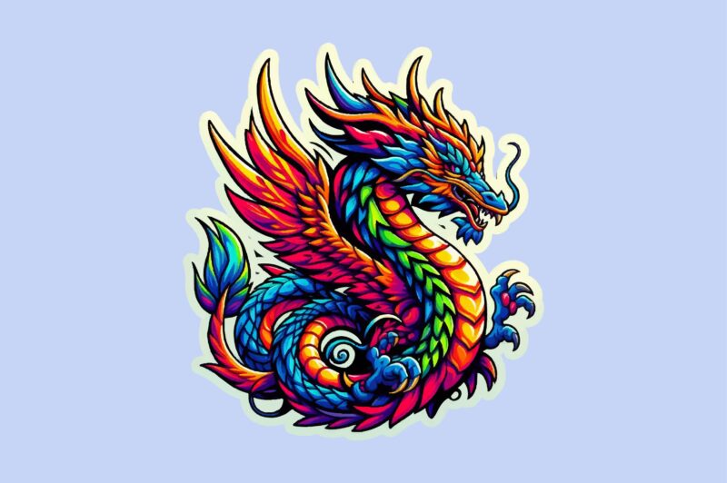 Dragon colorful sticker PNG Sublimation