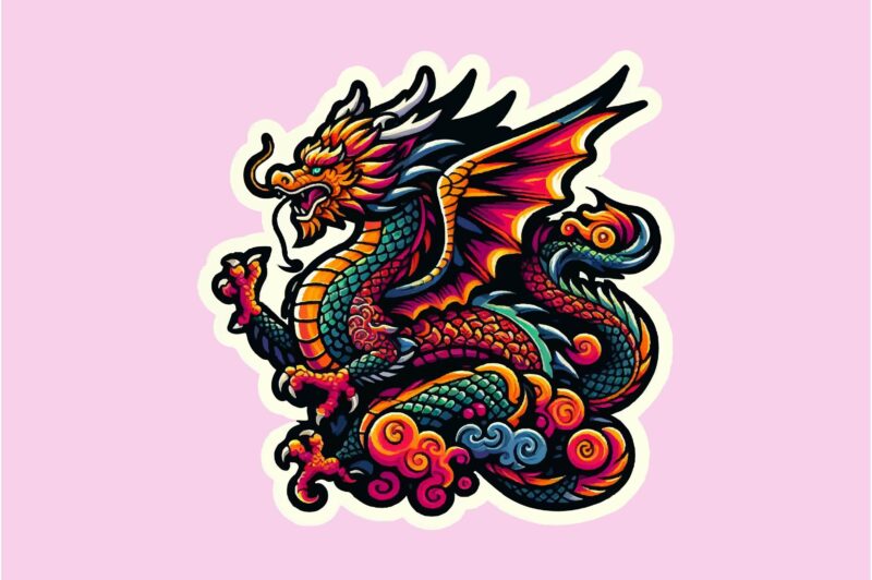 Dragon colorful sticker PNG Sublimation