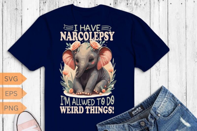 I have Narcolepsy Awareness baby Elephant watercolor floral flower T-Shirt Design vector, narcolepsy awareness sleep stages rem