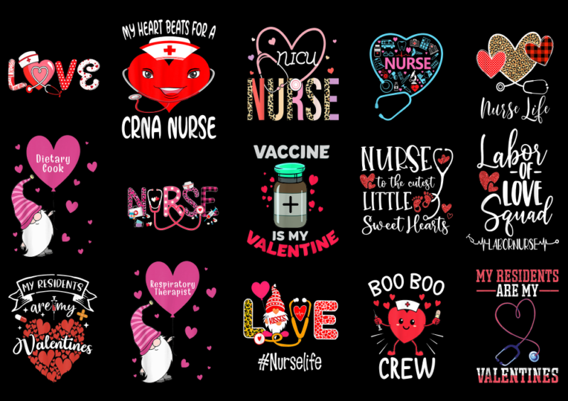 15 Nurse Valentine Shirt Designs Bundle For Commercial Use Part 2, Nurse Valentine T-shirt, Nurse Valentine png file, Nurse Valentine digita