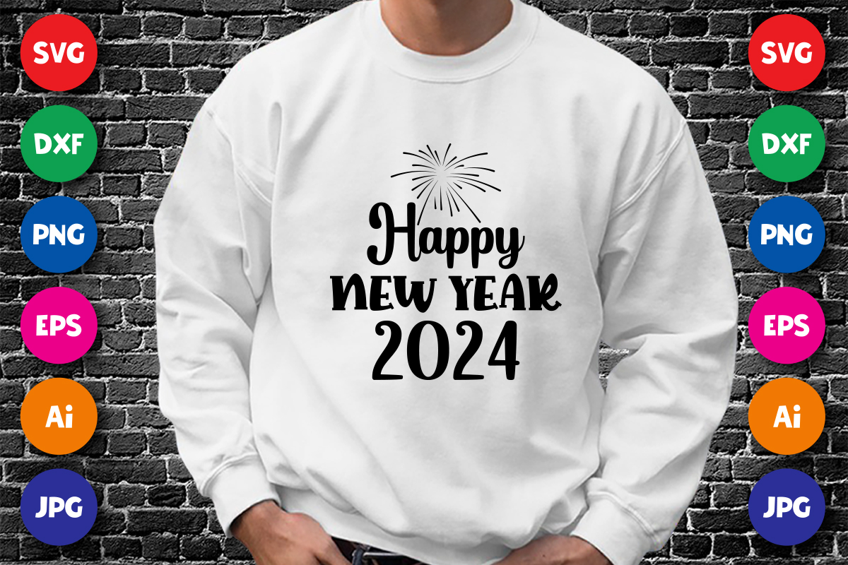 Happy new year 2024 shirt design print template Buy tshirt designs