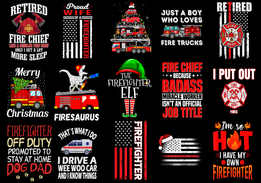 15 Fireman Shirt Designs Bundle For Commercial Use Part 2, Fireman T ...