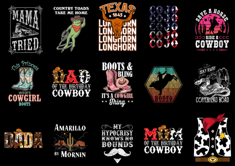 15 Western Shirt Designs Bundle For Commercial Use Part 2, Western T-shirt, Western png file, Western digital file, Western gift, Western do