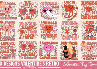 Valentine’s Retro Sublimation PNG Bundle,Retro Valentines Png Sublimation Bundle, Retro Valentine Valentines Valentines Bundle, Valentines D