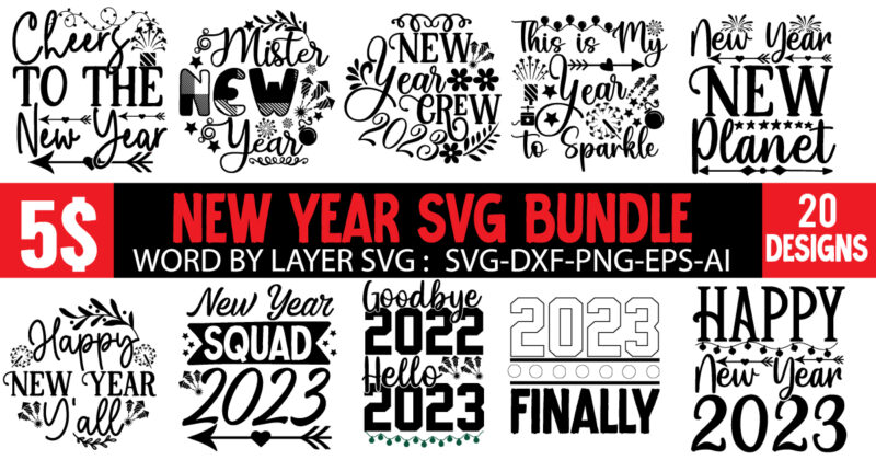 New Year 2024 T-Shirt Design Mega Bundle,New Year T-Shirt Design, New Year 2024 SVG Bundle | Happy New Year 2024 | New Year Sublimation