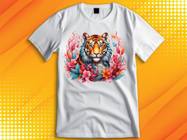 Tiger wildlife flora t-shirt