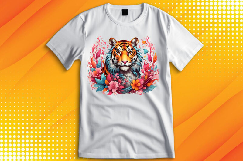 Tiger Wildlife Flora T-Shirt