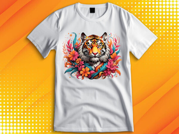 Tiger wildlife flora t-shirt