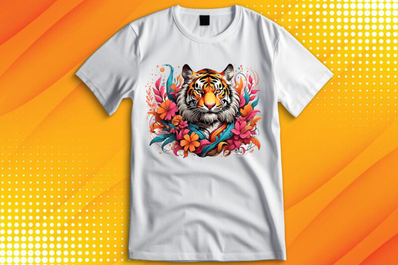 Tiger Wildlife Flora T-Shirt