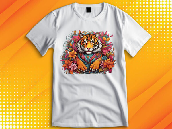 Tiger wildlife flora t-shirt