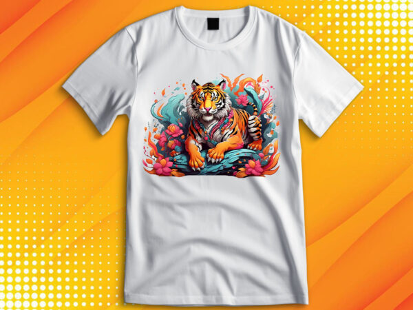 Tiger wildlife flora t-shirt