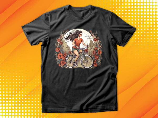 Girl cycle with flowers t-shirt