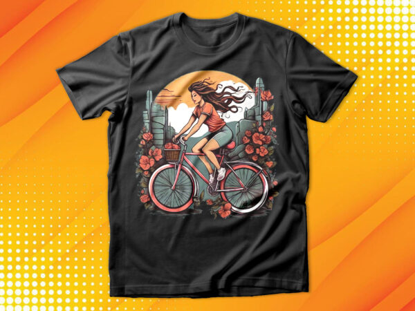 Girl cycle with flowers t-shirt