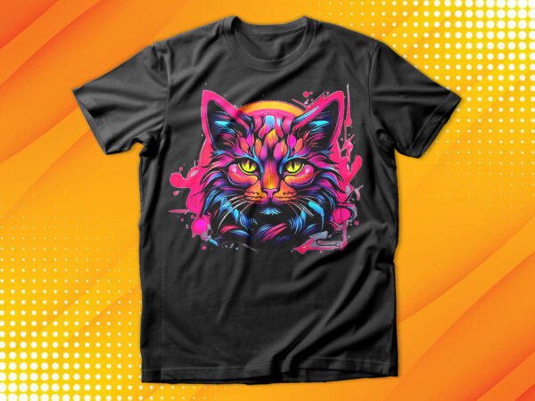 Neon cat t-shirt