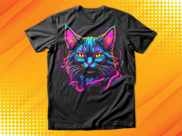 Neon cat t-shirt