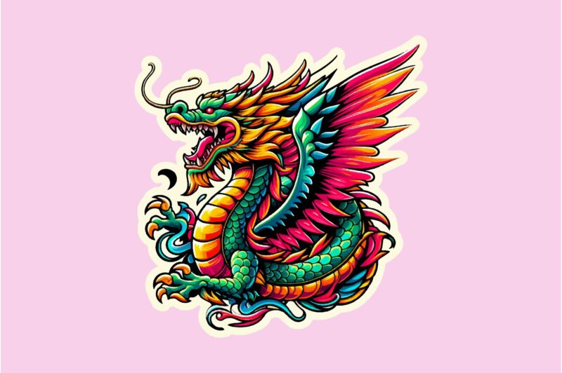 Dragon colorful sticker PNG Sublimation