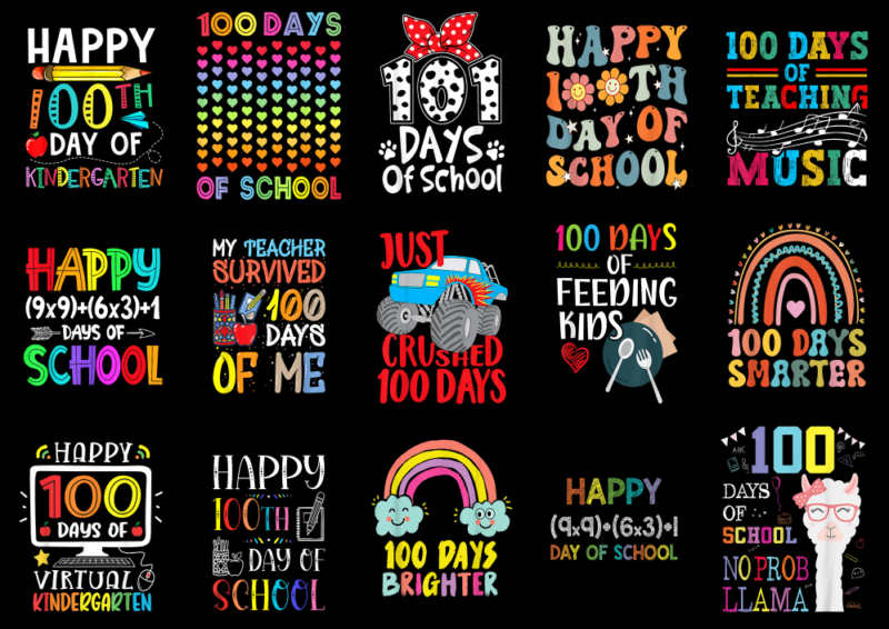 15 100 Days of School Shirt Designs Bundle For Commercial Use Part 10, 100 Days of School T-shirt, 100 Days of School png file, 100 Days of