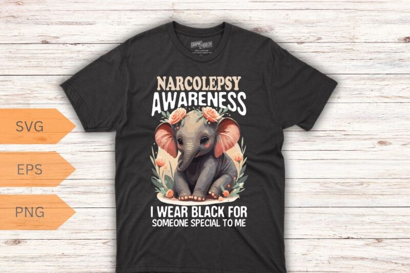 Narcolepsy awareness i wear black for someone special to me T-Shirt Design vector, narcolepsy awareness sleep stages rem, day t-shirt