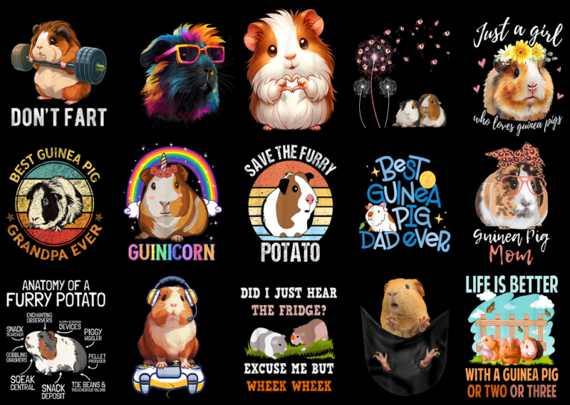 15 Guinea Pig Shirt Designs Bundle For Commercial Use Part 3, Guinea Pig T-shirt, Guinea Pig png file, Guinea Pig digital file, Guinea Pig g