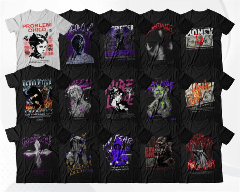 70 Urban Streetwear Designs | T-Shirt Designs Bundle | Streetwear ...