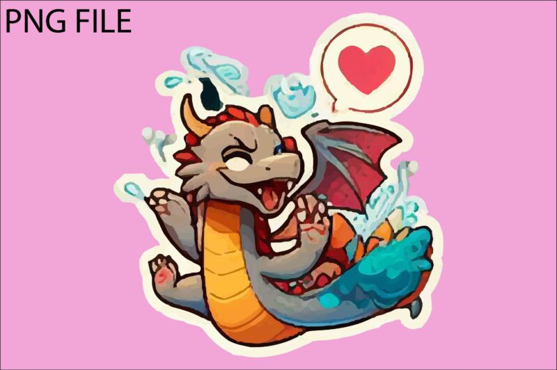 Dragon colorful sticker PNG Sublimation Bundle