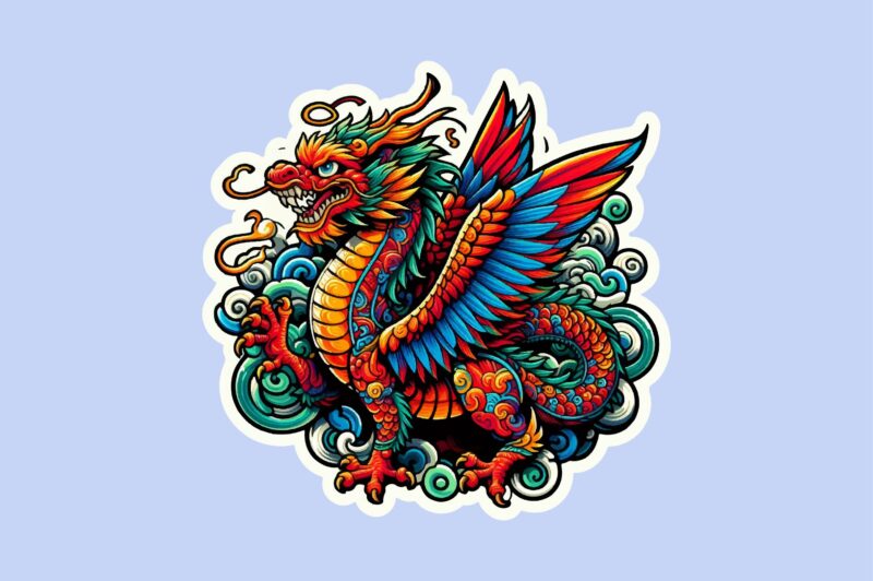 Dragon colorful sticker PNG Sublimation