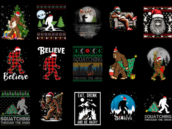 15 bigfoot christmas shirt designs bundle for commercial use part 4, bigfoot christmas t-shirt, bigfoot christmas png file, bigfoot christma