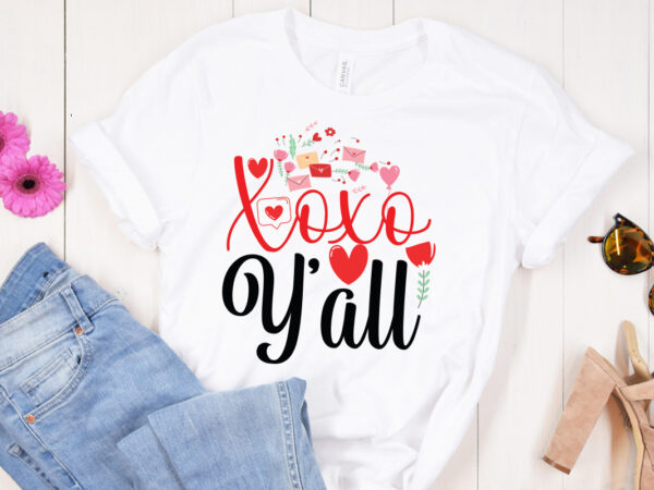 Xoxo y’all t-shirt design, xoxo y’all svg design, valentine quotes, new quotes, bundle svg, valentine day, love, retro valentines svg bund