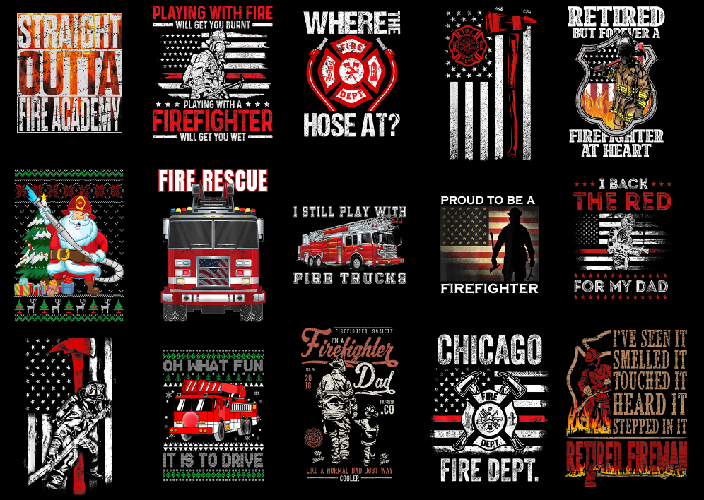 15 Fireman Shirt Designs Bundle For Commercial Use Part 5, Fireman T ...