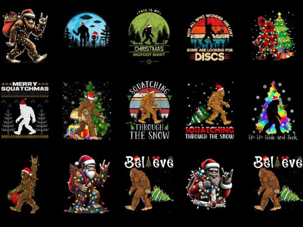 15 bigfoot christmas shirt designs bundle for commercial use part 5, bigfoot christmas t-shirt, bigfoot christmas png file, bigfoot christma