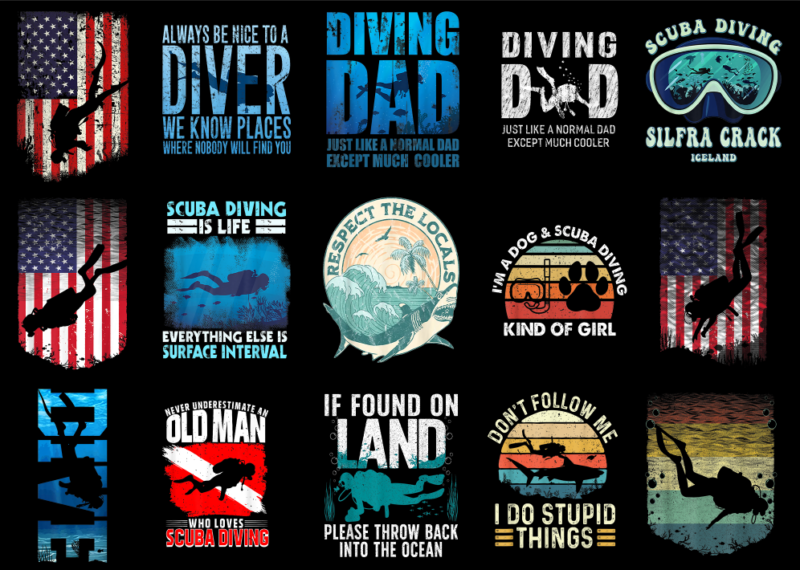 15 Scuba Shirt Designs Bundle For Commercial Use Part 6, Scuba T-shirt, Scuba png file, Scuba digital file, Scuba gift, Scuba download, Scub