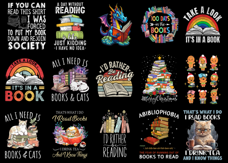 15 Reading Shirt Designs Bundle For Commercial Use Part 6, Reading T-shirt, Reading png file, Reading digital file, Reading gift, Reading do