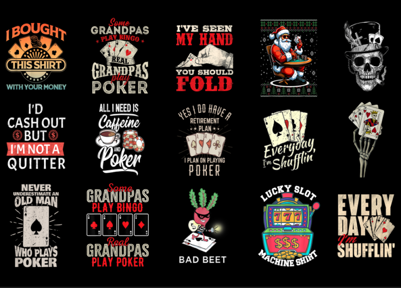 15 Poker Shirt Designs Bundle For Commercial Use Part 6, Poker T-shirt, Poker png file, Poker digital file, Poker gift, Poker download, Poke