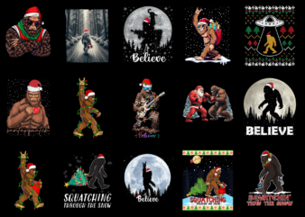 15 Bigfoot Christmas Shirt Designs Bundle For Commercial Use Part 6, Bigfoot Christmas T-shirt, Bigfoot Christmas png file, Bigfoot Christma