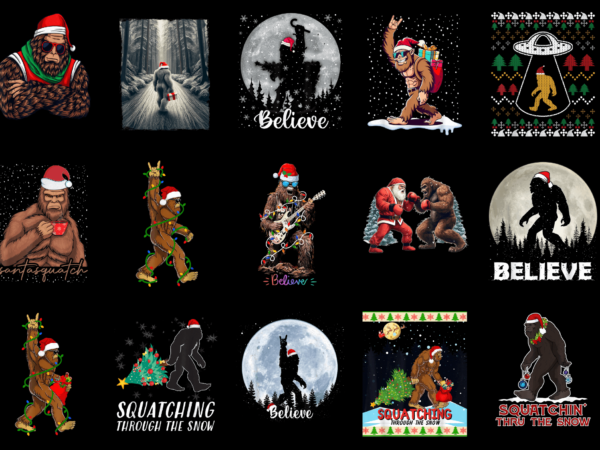 15 bigfoot christmas shirt designs bundle for commercial use part 6, bigfoot christmas t-shirt, bigfoot christmas png file, bigfoot christma