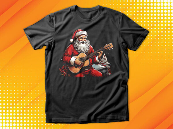 Santa with guitar t-shirt