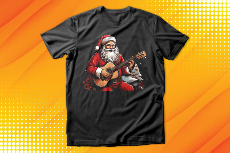 Santa with Guitar T-Shirt