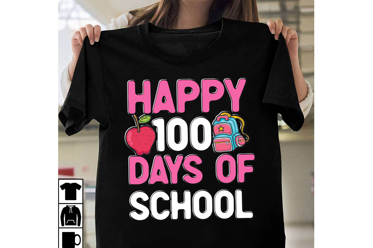 Happy 100 Days of School T-Shirt Design, Happy 100 Days of School SVG ...