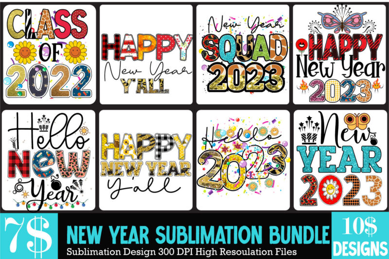 New Year 2024 T-Shirt Design Mega Bundle,New Year T-Shirt Design, New Year 2024 SVG Bundle | Happy New Year 2024 | New Year Sublimation