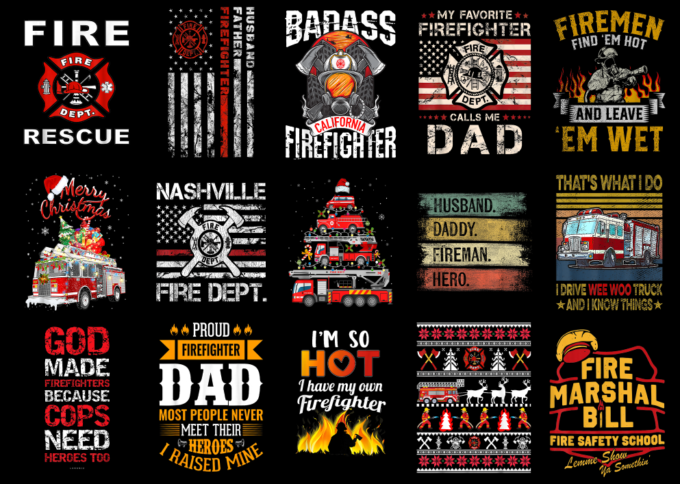 15 Fireman Shirt Designs Bundle For Commercial Use Part 7, Fireman T ...