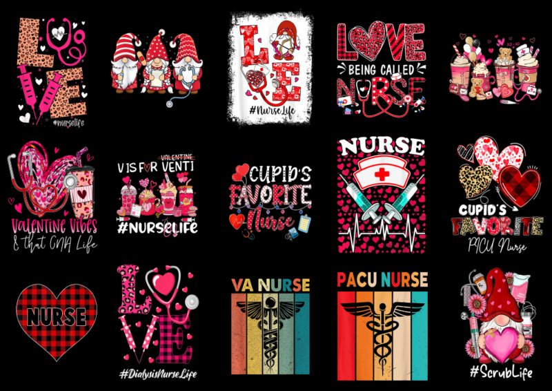 15 Nurse Valentine Shirt Designs Bundle For Commercial Use Part 7, Nurse Valentine T-shirt, Nurse Valentine png file, Nurse Valentine digita