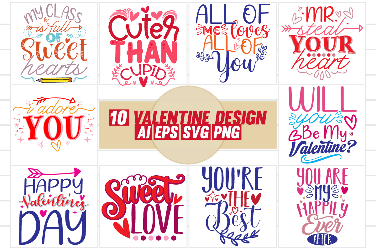 Valentine Hearts - SVG Design Download - Mini Pack