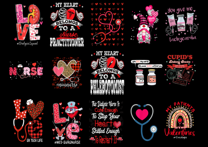 15 Nurse Valentine Shirt Designs Bundle For Commercial Use Part 8, Nurse Valentine T-shirt, Nurse Valentine png file, Nurse Valentine digita