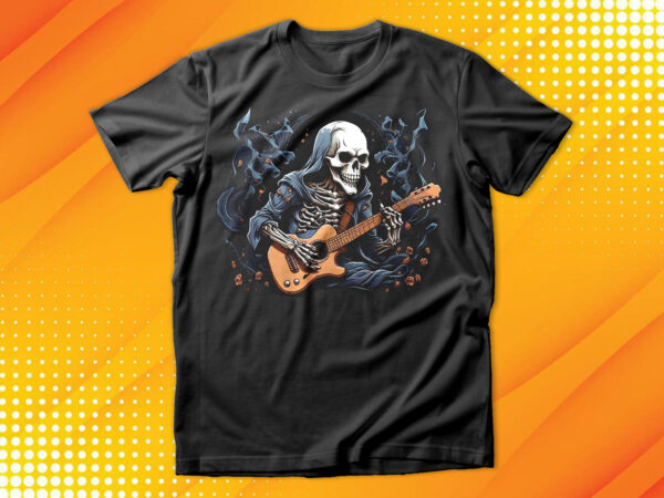 Skeleton playing guitar t-shirt